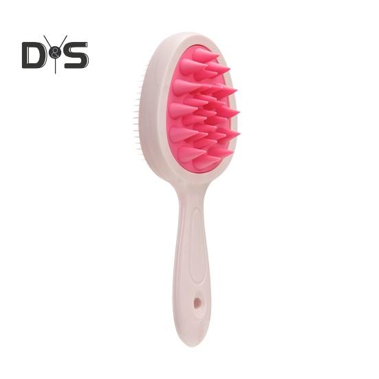 Doppelseitige, gezahnte Shampoo-Bürste, langer Griff, Kopfhautmassage, tragbarer Kamm zum Entwirren von nassem und trockenem Haar, Haarreinigungswerkzeug, Körperwäscher