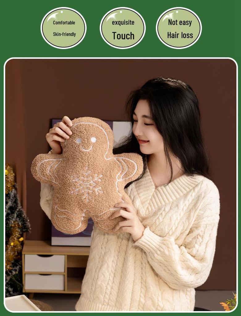 Individually Compressed Gingerbread Man & Snowflake Christmas Throw Pillow for Sofa
