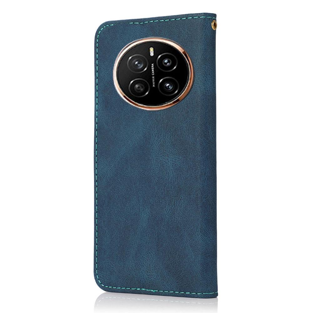 For Honor Magic7 Pro 5G Case Color Splicing Wallet Stand Leather Phone Cover with Wrist Strap