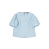 Rap Embossed Puff Sleeve Ribbon Tie Blouse Ar2Wb472