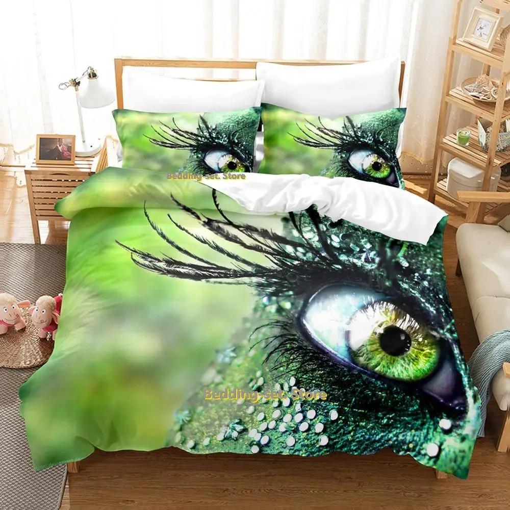 Worldeater Galaxy Eye Watercolor Artistic Eye Bedding Set Cartoon Anime Three-piece Set Adult Kid Bedroom Duvetcover Sets