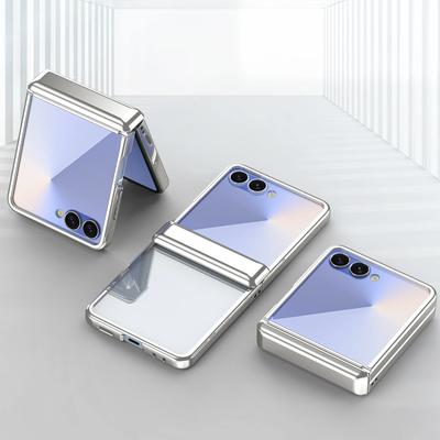 Funda de Teléfono Transparente Galvanizada para Samsung Galaxy Z Flip 7 Fe 6 5 Flip7 Flip6 con Protección de Bisagra