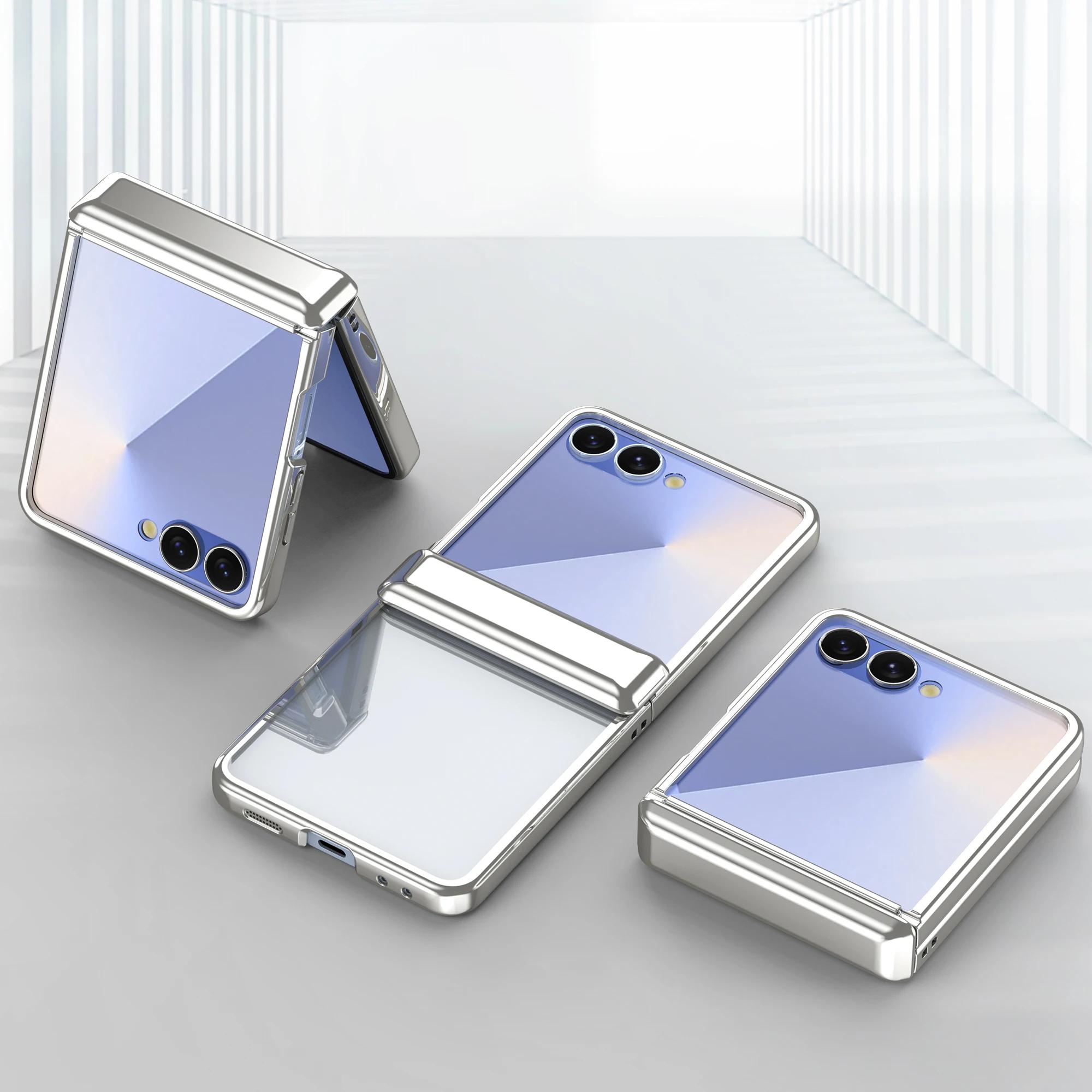 Гальванизированный прозрачный чехол для телефона Samsung Galaxy Z Flip 7 Fe 6 5 Flip7 Flip6 с защитой шарнира Galaxy Z Flip7 FE gray