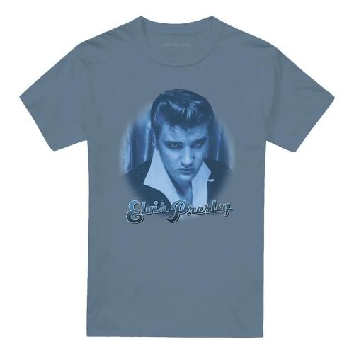 Elvis Presley Unisex Adult Blue Suede Fade T-Shirt