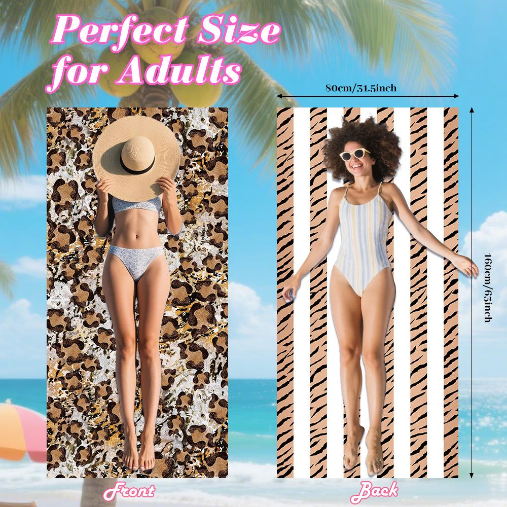 Pink Rhyme Waist Pattern, Double-sided Printing, Double-sided Velvet Beach Towel, Sunscreen, Absorbent Towel, Convenient Outdoor Bath