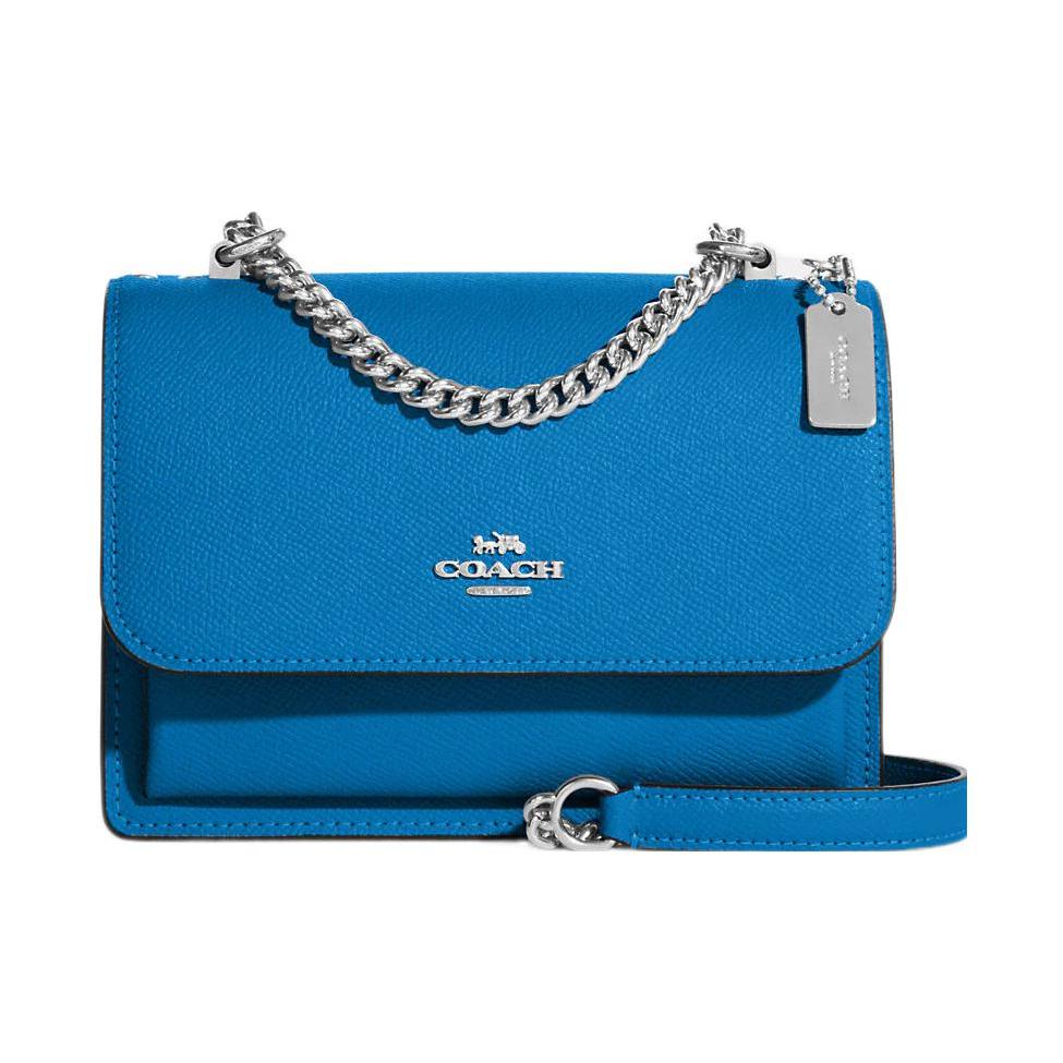 New COACH Klare Cross Grain Leather Envelope Bag, Shoulder Bag, Crossbody Bag Trumpets Women's Blue C9949-SVSUQ