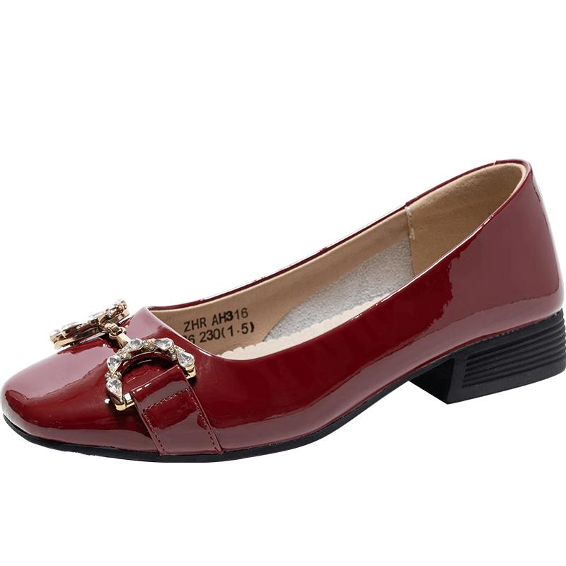 ZHR Women s Retro Leather Square Toe Block Heels AH316 EU 38