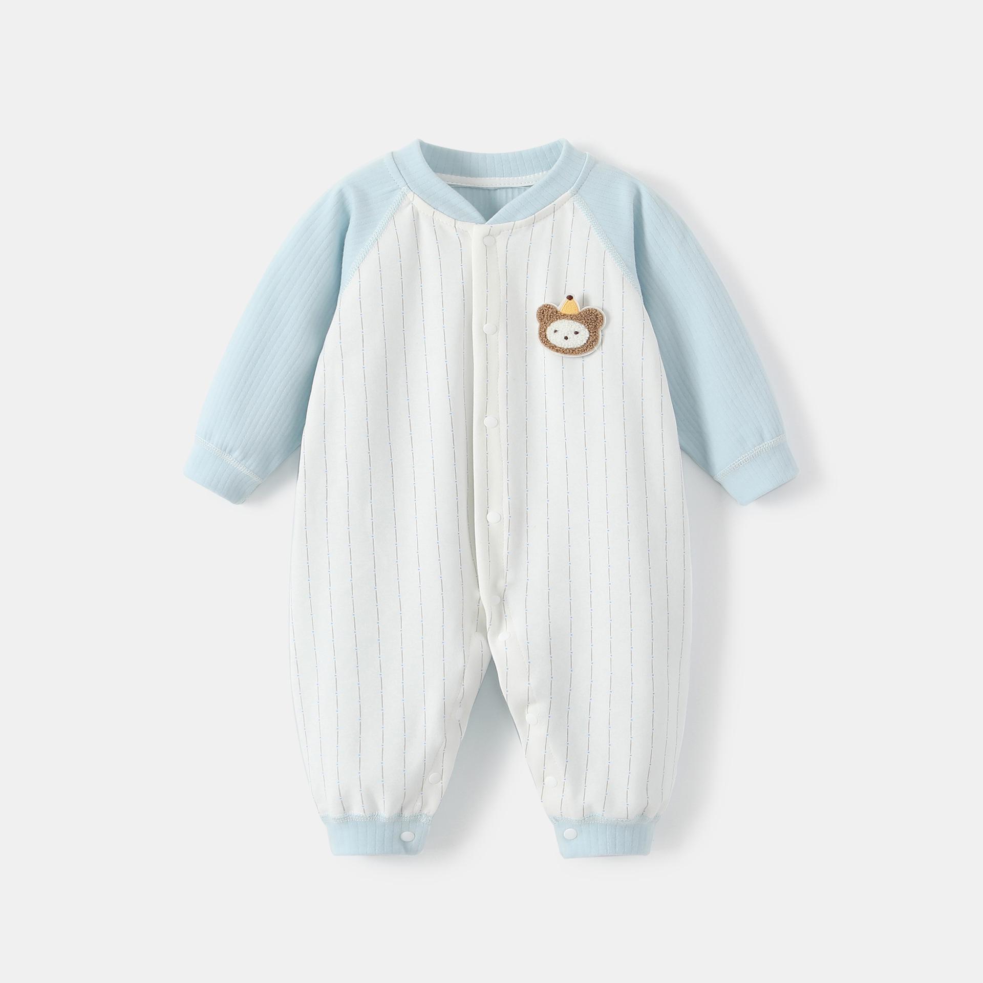 

Newborn Baby Pure Cotton Long-Sleeve Jumpsuit for Spring and Autumn 66 cm синий