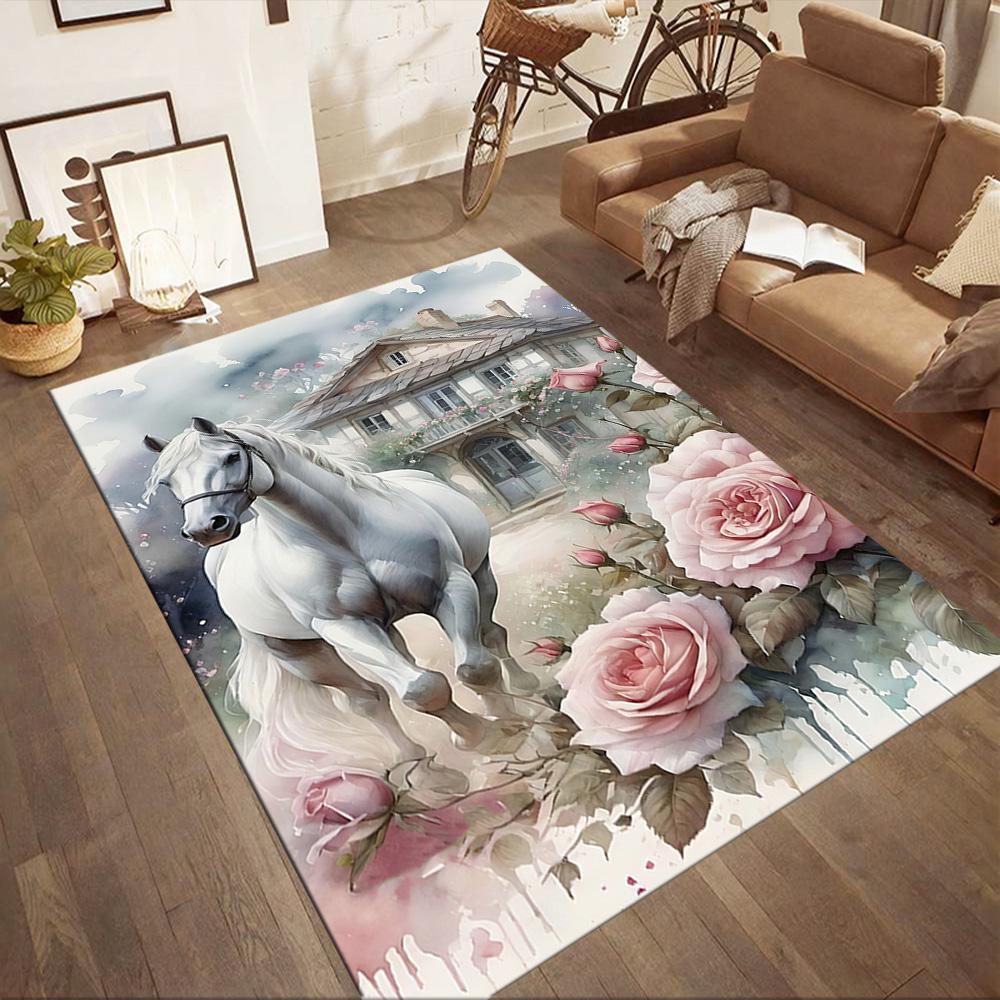 Horse Area Rug Perfect for Outdoor Entryway Bedrooms Decorate room Antislip Carpet Anime Office Decor Perfect Gift for Friends & Family