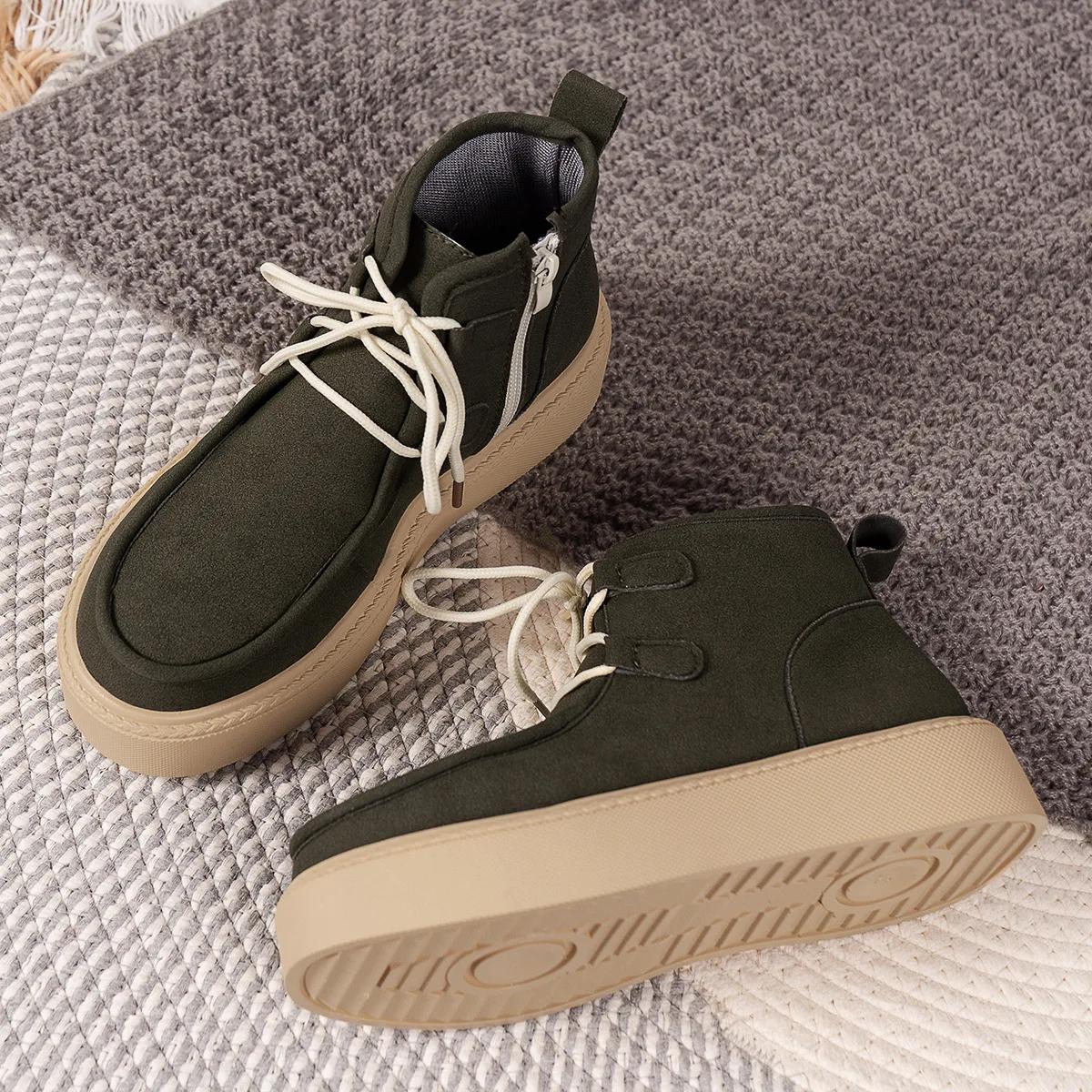 

Осенне-зимняя повседневная обувь больших размеров для женщин, удобная обувь с круглым носком, на шнуровке, на платформе, высокие кроссовки, женская обувь 36