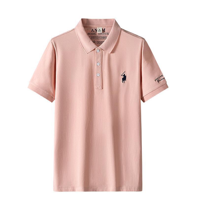 Tricou polo pentru bărbați, de vară, cu mânecă scurtă, brodat, lejer, cu dungi