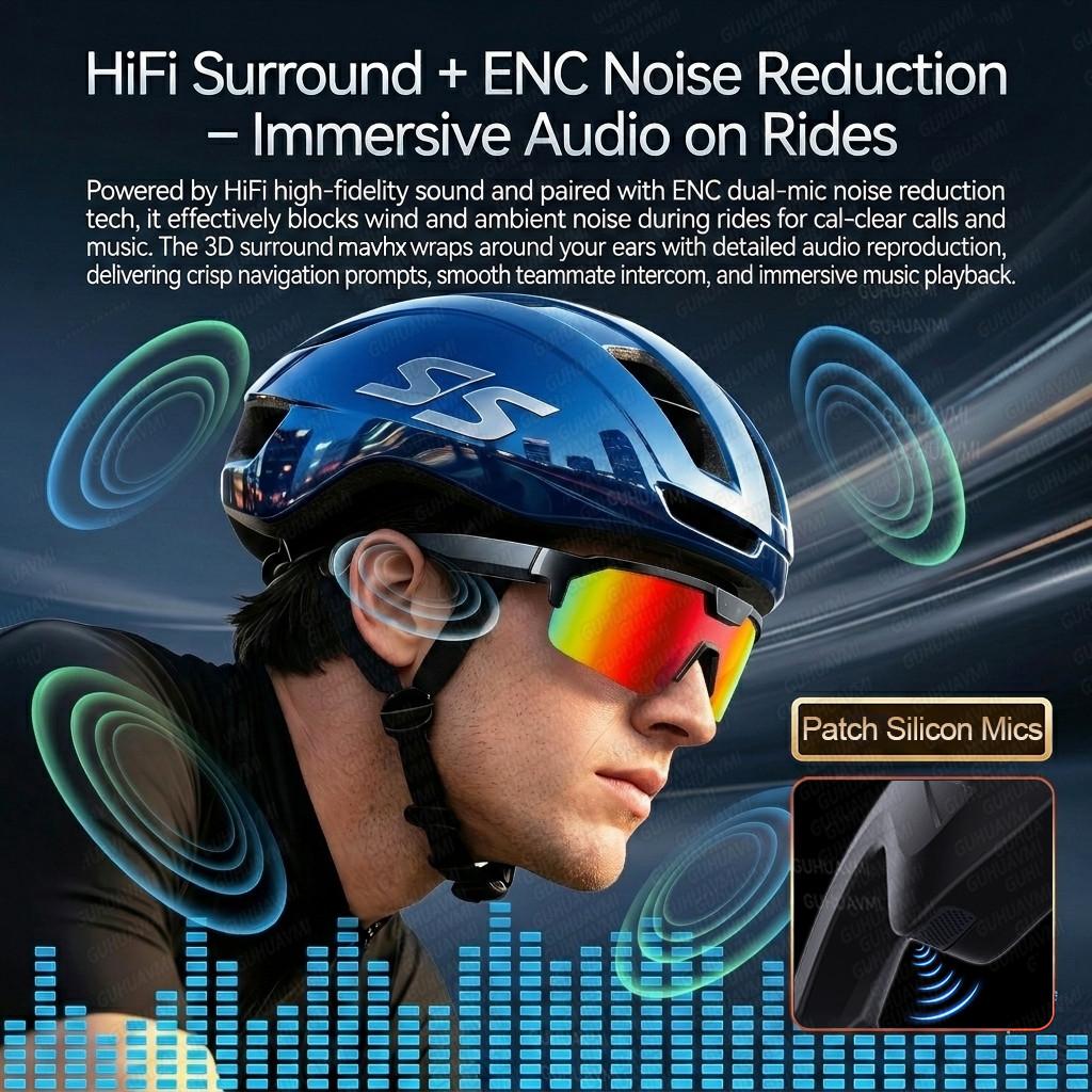 Outdoor Smart Glasses 1200P HD Camera 8MP Sensor 30MP Photo WiFi Sync Bluetooth 5.3 Audio Sunglasses Anti-shake Dual Mic ENC Mic