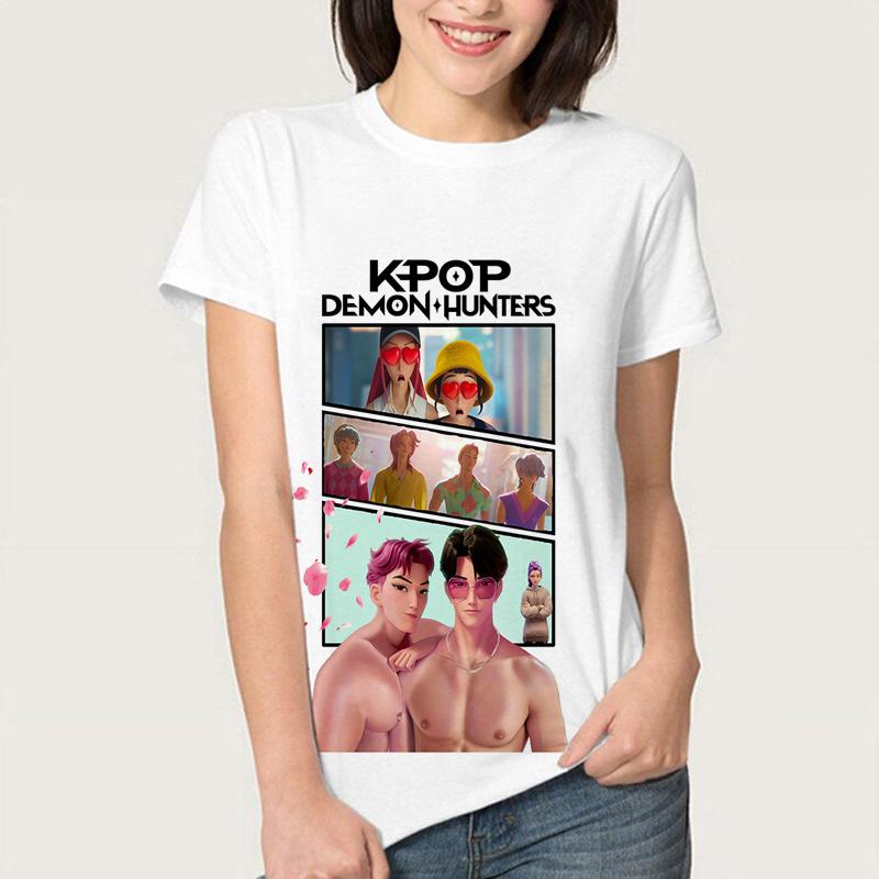 Letní KPop Lovci démonů Trička Huntrix Girl Kpop Tričko Jinu Zoey Rumi Mira Saja Kluci Cool Trička s krátkým rukávem Trička Topy