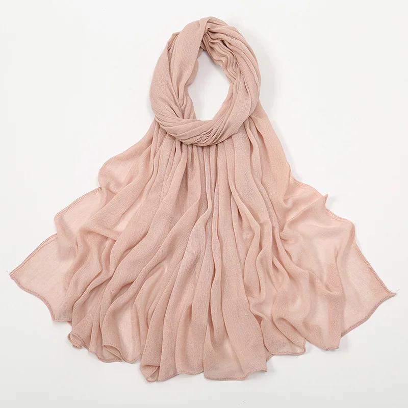2024 Soft Rayon Cotton Muslim Hijabs for Women Scarf Plain Shawls Femme Musulman Viscose Rayon Headscarf Islamic Turban Headband