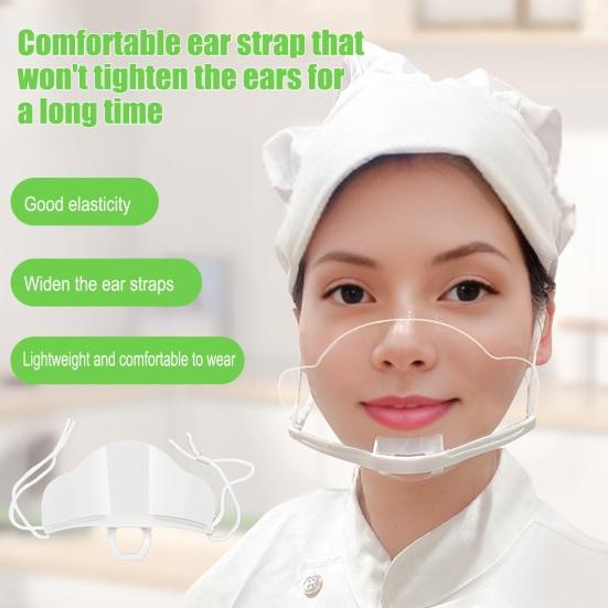 10Pcs Spit Guard Mouth Cover Reusable Transparent Face Guard with Elastic Ear Strap