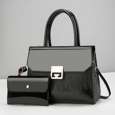 Women's Bag, Bright Leather, Stone Pattern, Crocodile Pattern, Large-capacity Handbag, Mother and Child Bag, Atmospheric Shoulder Bag.