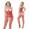 Women Red Feather Sexy Lingerie Role Play Bodysuit Costume Set