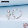 WOSTU 925 Sterling Silver Snake Huggies Earrings For Women Hypoallergenic Cubic Zirconia Hoop Earring Party Night Out Gift