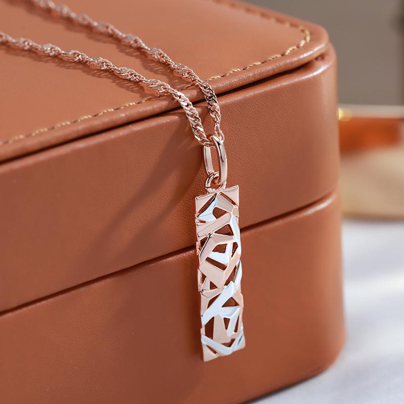 Neue Mode Quadratischer Breiter Anhänger Halskette Für Frauen Roségold Farbmischung Boho Lange Halskette Ethnisch Retro Schmuck
