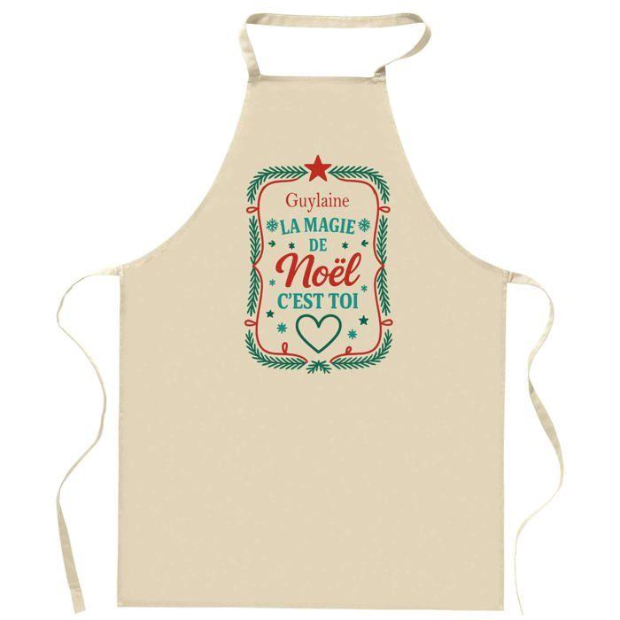 Tablier de cuisine - Guylaine - Motif Magie de Noël - Coton épais résistant - Imprimé en France