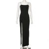 French Pure Desire Off-Shoulder Camisole Slit Dress - Slim Fit, Formal Long Dress with Niche Design.