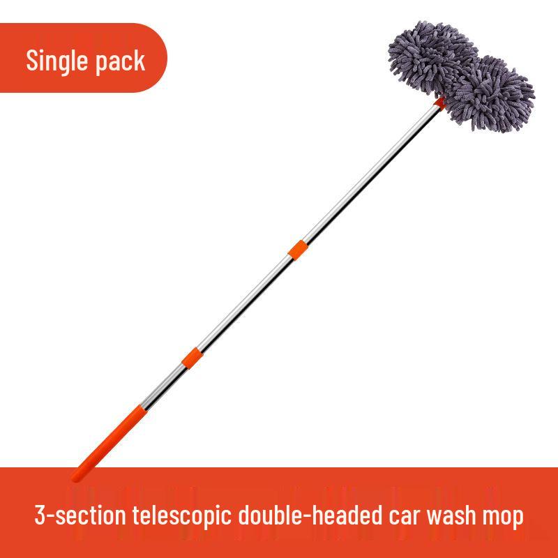 Telescopic Car Wash Brush with Soft Bristles - Rotating Handle Car Cleaning Tool