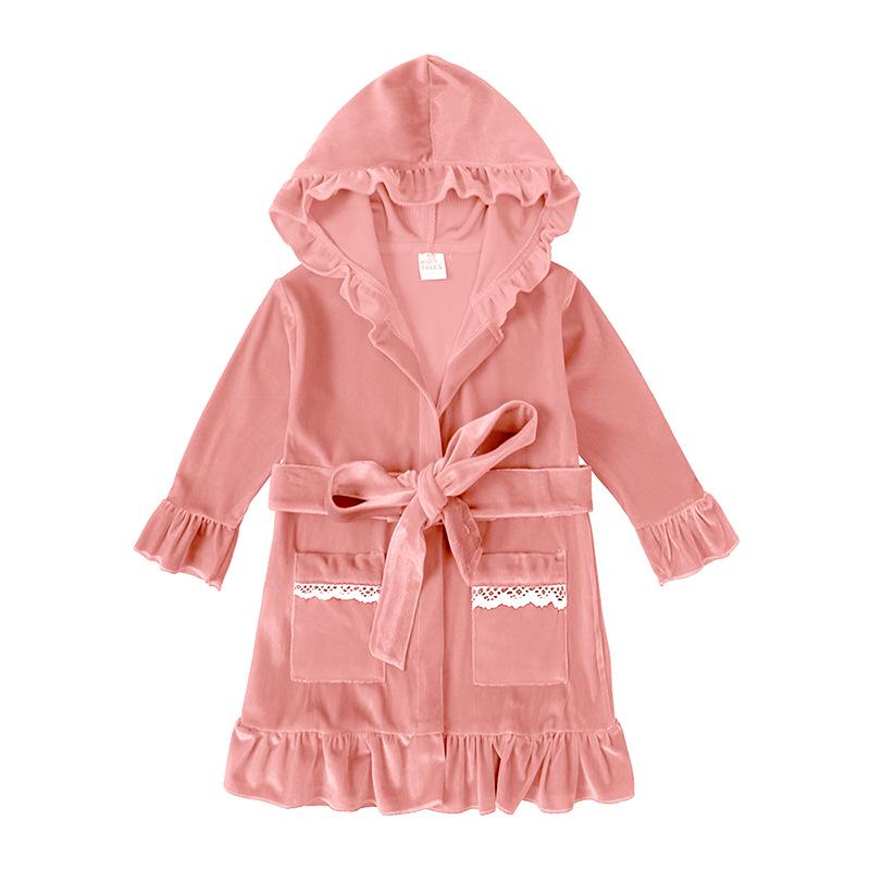 Children's Gold Velvet Pajamas - Autumn/Winter Homewear for Boys and Girls