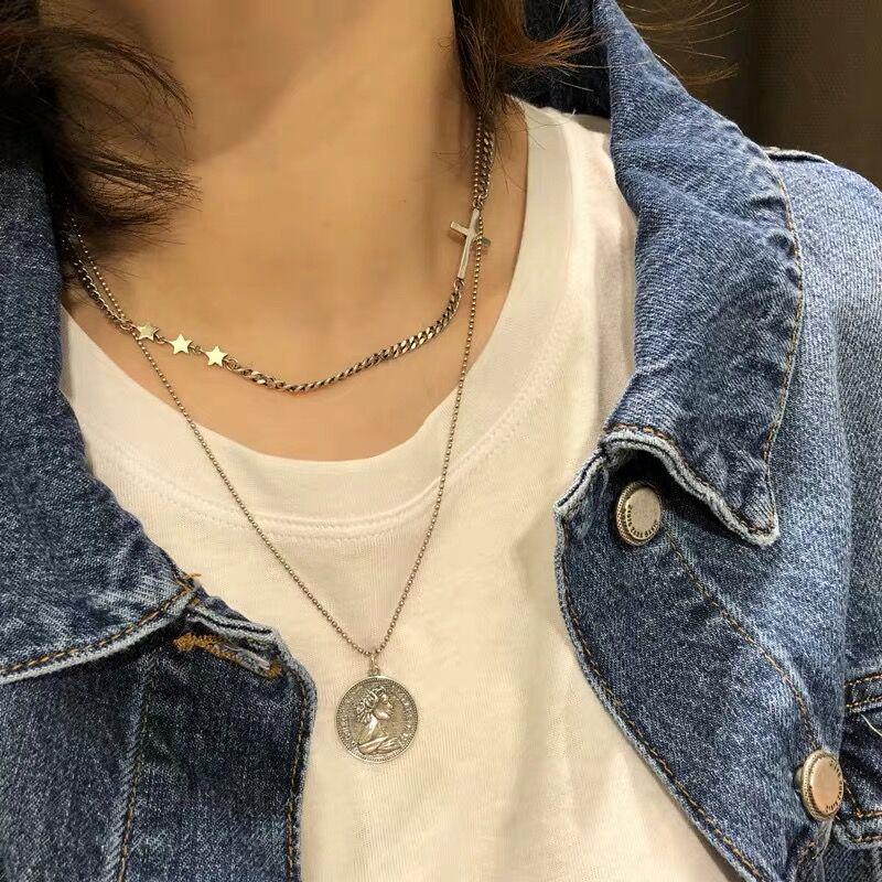 

Корейское ожерелье-монета королевы Елизаветы Дондэмун из стерлингового серебра 925 пробы, винтажное тайское ожерелье-свитер 925 Silver