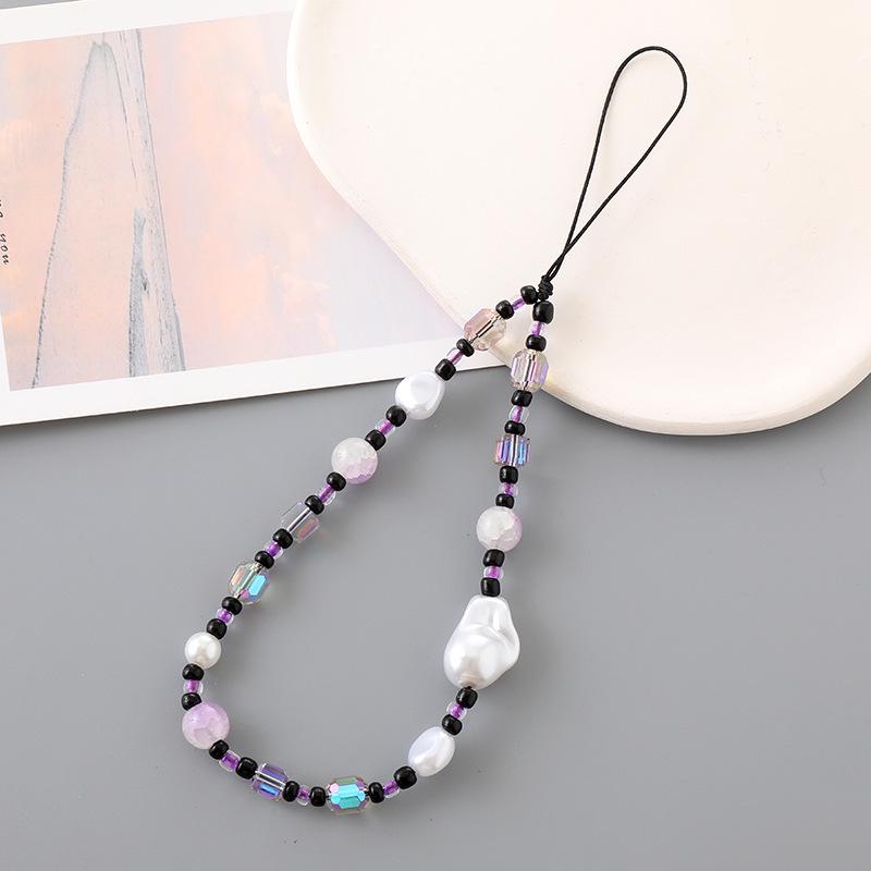 Korean Love Heart Beaded Phone Chain & Keychain Set for Women