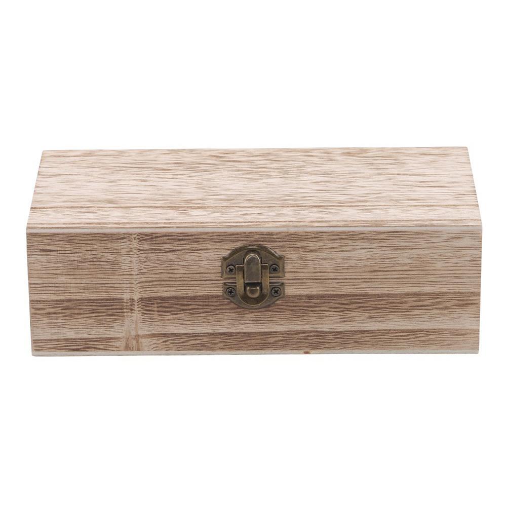 Wooden Jewelry Storage Box with Vintage Metal Buckle for Desktop Organization of Accessories Tea Leaves and Small Items