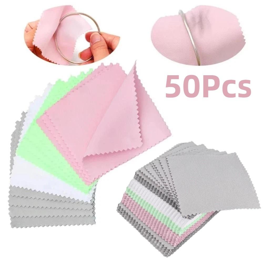 50Pcs Soft Fabric Silver Polish Cleaner Reusable Cleaning Polishing Cloth  Silverware Care