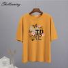 Shellsuning Vintage Graphic Harajuku Trička s potiskem Dámské 100% bavlna O Krátký rukáv Měkké trička Dámská Jednoduchá estetická trička
