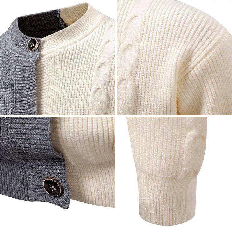 Cardigan Sweater Jackets for Men Cable Knitted Round Neck Button Up Sweaters Ribbed Textured Cardigan Sweater Jacket Men's Casual Long Sleeve Sweaters