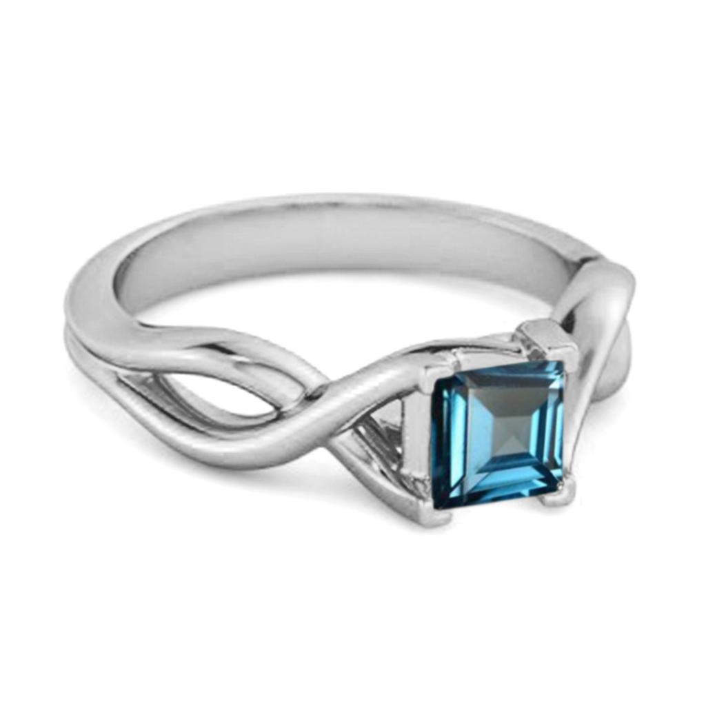London Blue Topaz Twisted Vine Band Ring - 925 Sterling Silver