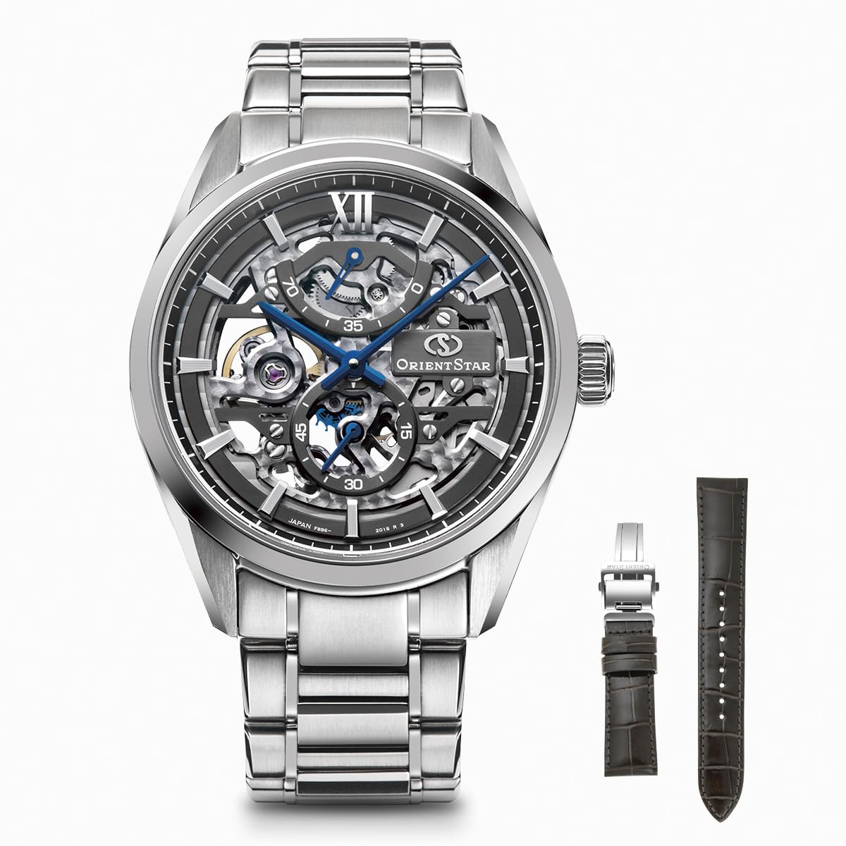 

ORIENT STAR Mechanical Watch M34 F8 Skeleton Hand Winding Made in Japan 2 Years Domestic Warranty Leather Band Included Silver [Orient Star] сірий колір