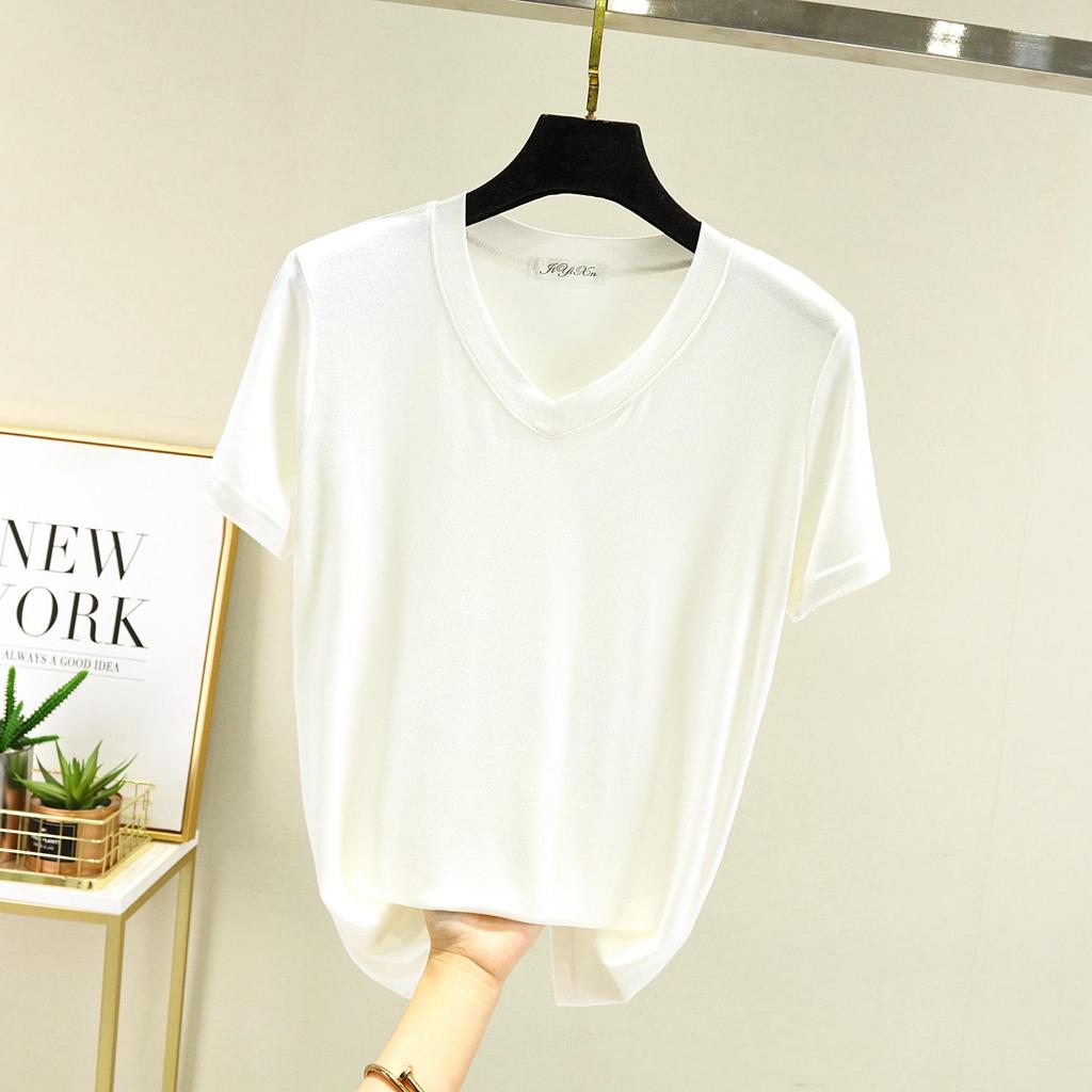 2025 Women's Modal V-neck Slimming Short Sleeve Cotton Top