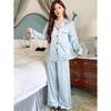Leopard Print Two Piece Set Pajamas for Women New Spring Simulated Silk Housewear Korean Ins Style Casual Female Lounge