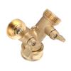 G3 4 Y Shape 2 Way Brass Hose Splitter with Water Faucet Ball Valve for Garden Greenhouse