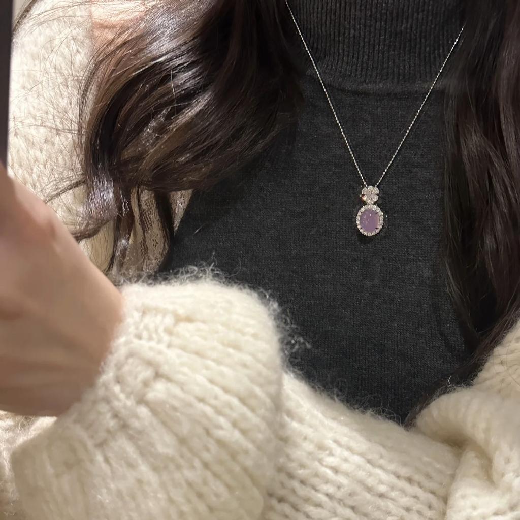 Haute Couture! Natural Purple Chalcedony Bracelet Women'S Handmade Inlaid Ice Transparent Violet Egg Surface Bracelet Temperament