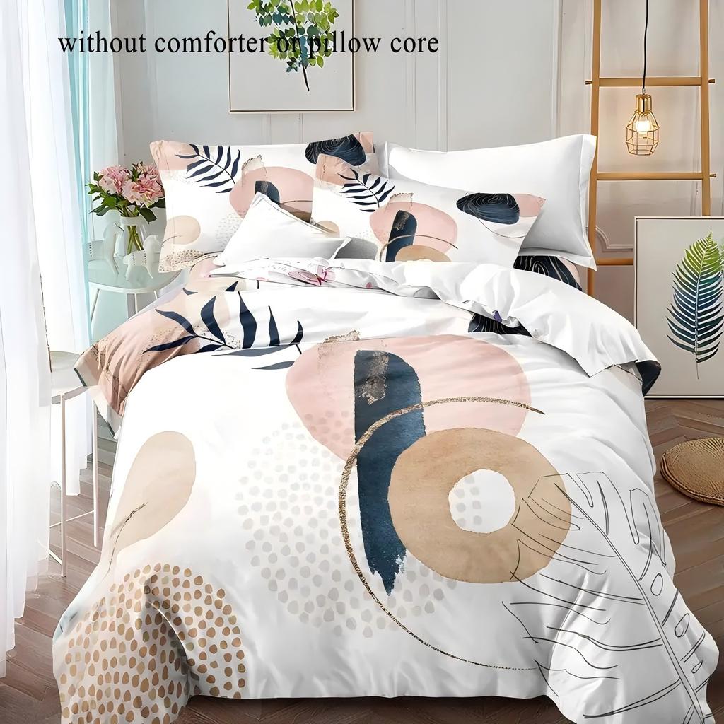 Geometric leaf pattern 3D Printed Quilt cover Elegant Home Textiles Soft Duvet Cover Pillowcases Modern Simple Art Bedding Set