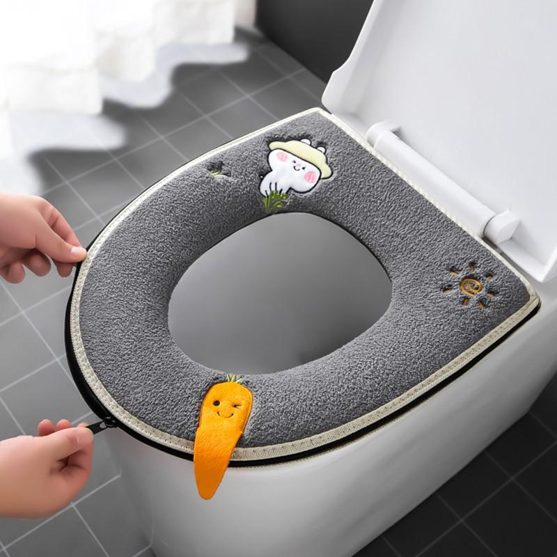 In-Stock Cartoon Zippered Toilet Seat Cushion - Thick and Cute for Autumn/Winter