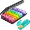 4 Colors Pill Box 7 Days Organizer 21 Grids 3 Times One Day Portable Travel Large Compartments for Vitamins Medicine Fish Oils
