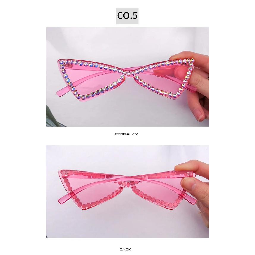 Vintage Cute Cat Eye Diamond Sunglasses Personality Candy Color Women Sun Glasses UV400