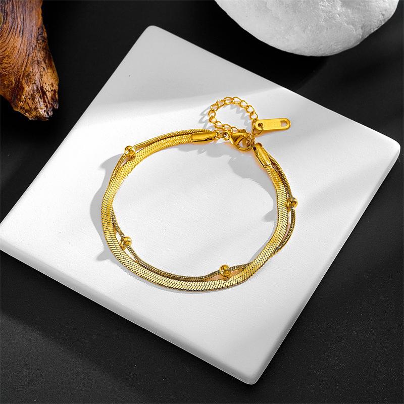 Trendy Double-Layer Titanium Steel Anklet for Girls: Fashionable, Colorfast, and Unique Design