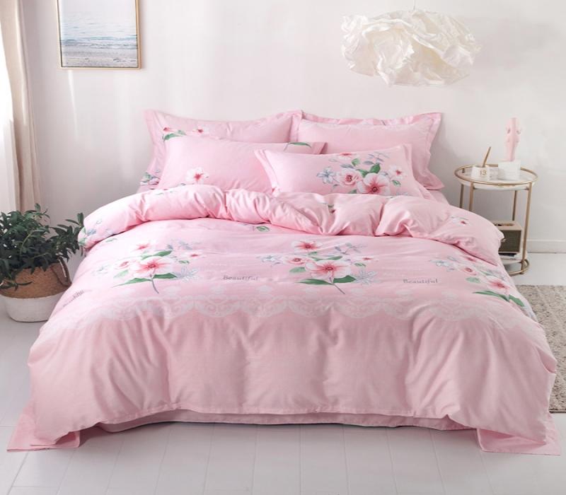 3PC 100% Cotton Duvet Cover Set Flower Printing Cotton Soft Skin Friendly 1PC Duvet Cover 2PC Pillowcase Bedding