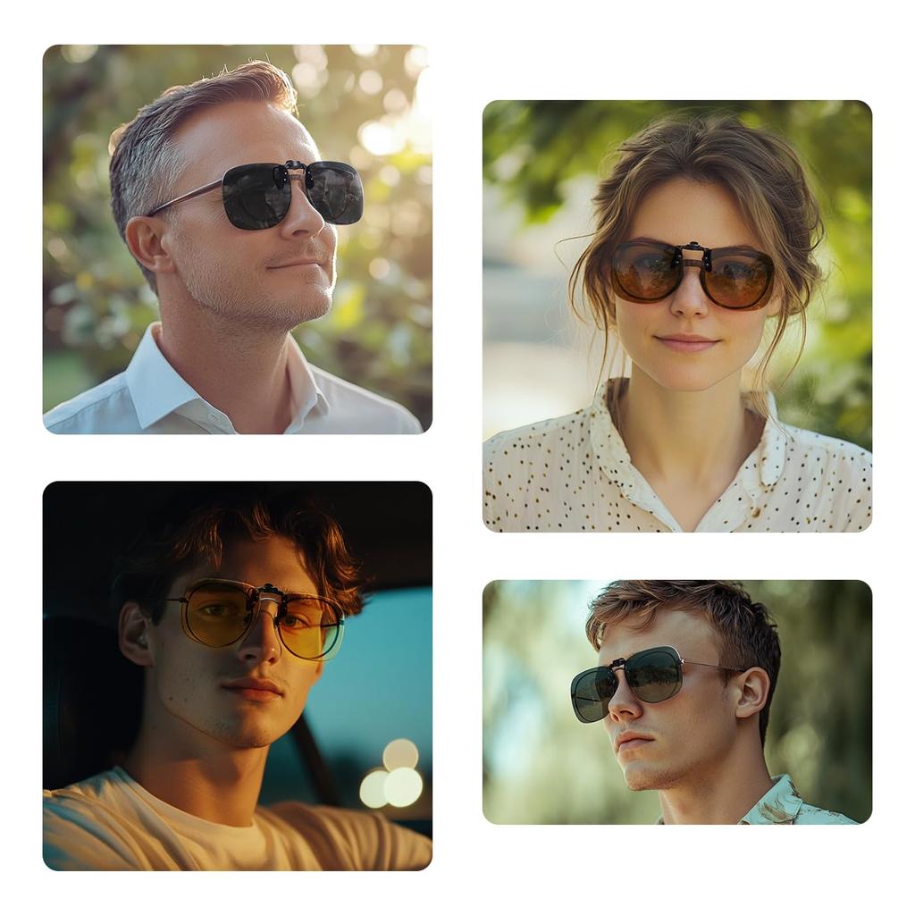 TINHAO Sunglasses with Polarized UV400 for Driving and Outdoor and Fits Glasses Clip-on Lenses, Protection, Flip-Up Design, Use, Lightweight, (Green)