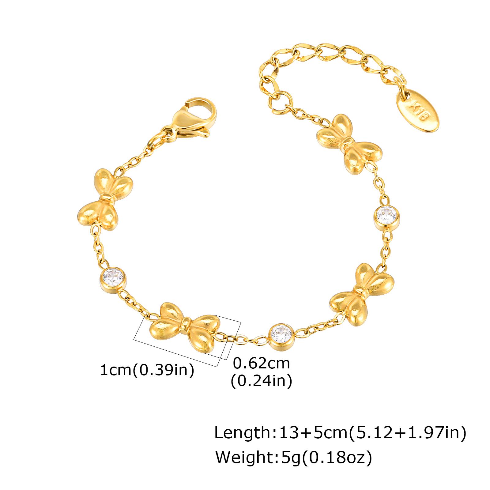 

Vnox Stainless Steel Bowknot Chain Bracelet For Women With Small Zircons Trendy Family Jewelry Gift To Mom Daughter