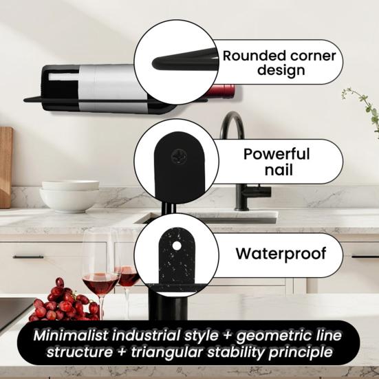 Metal Wine Bottle Rack Wall-mounted Wine Rack Bar Wine Shelf Space-saving Wine Organizer Gift for Wine Lovers