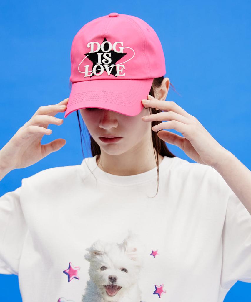 WAIKEI Dog Is Love Star Ball Cap Pink