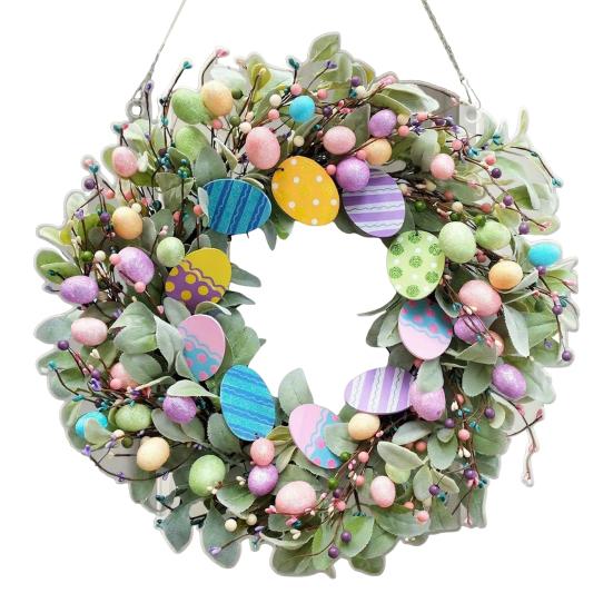 Easter Wreath 2D Acrylic Bunny Easter Eggs Wreath Spring Hanging Ornament A